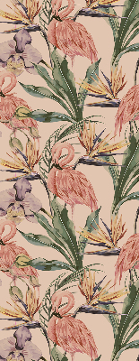 Modern roller blind Flamingos and flowers