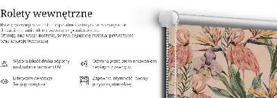 Modern roller blind Flamingos and flowers