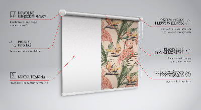 Modern roller blind Flamingos and flowers