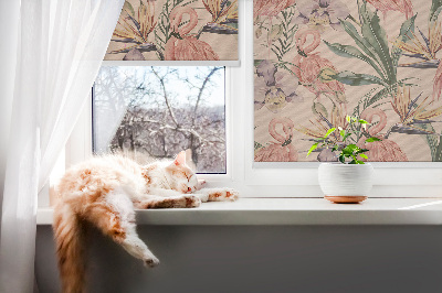 Modern roller blind Flamingos and flowers