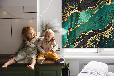 Fabric roller blind Green marble