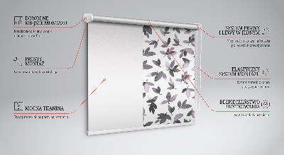 Fabric roller blind Dark pink leaves