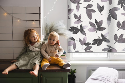 Fabric roller blind Dark pink leaves