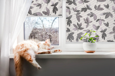 Fabric roller blind Dark pink leaves