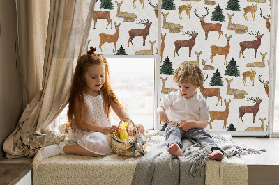 Modern roller blind Deer and roe deer