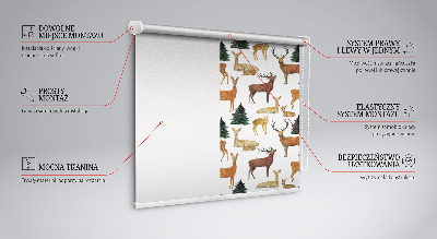 Modern roller blind Deer and roe deer
