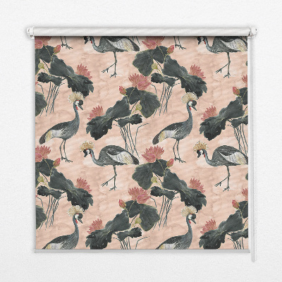 Roller blind for large window Heron on a pink background