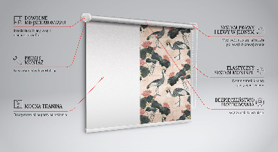 Roller blind for large window Heron on a pink background