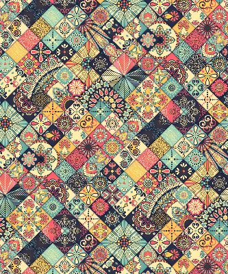 Fabric roller blind Colorful tiles