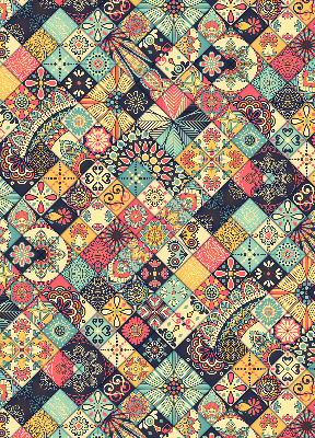 Fabric roller blind Colorful tiles