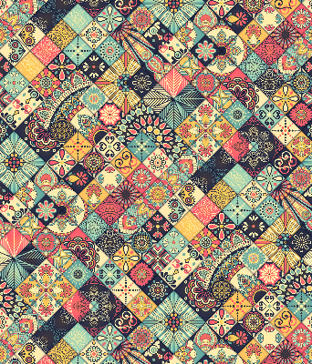 Fabric roller blind Colorful tiles