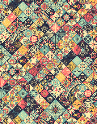 Fabric roller blind Colorful tiles