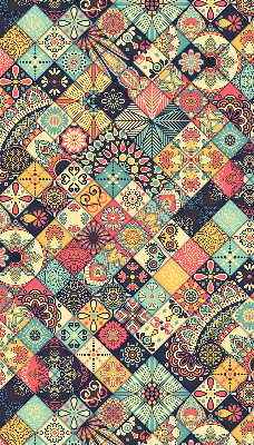 Fabric roller blind Colorful tiles