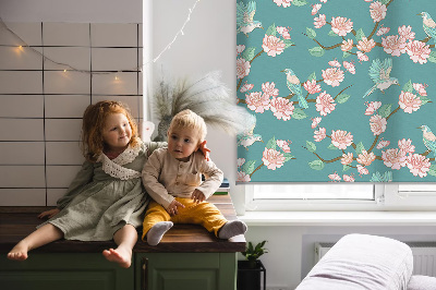 Modern roller blind Birds among the branches