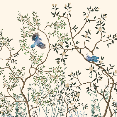 Roller blind for large window Birds on a tree