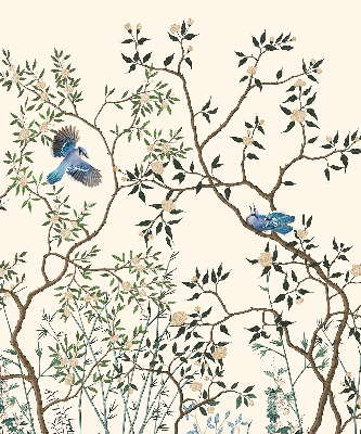 Roller blind for large window Birds on a tree