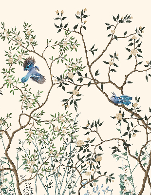 Roller blind for large window Birds on a tree