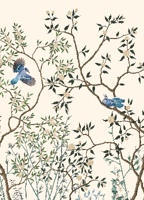 Roller blind for large window Birds on a tree