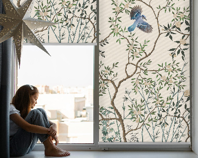 Roller blind for large window Birds on a tree