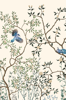 Roller blind for large window Birds on a tree