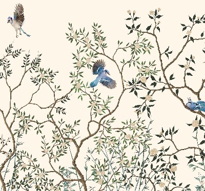 Roller blind for large window Birds on a tree