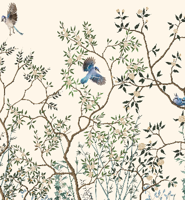 Roller blind for large window Birds on a tree
