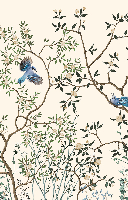 Roller blind for large window Birds on a tree