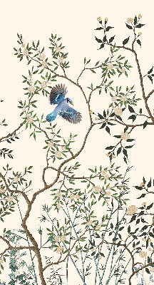 Roller blind for large window Birds on a tree