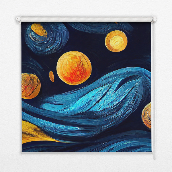 Roller blind for large window Planets