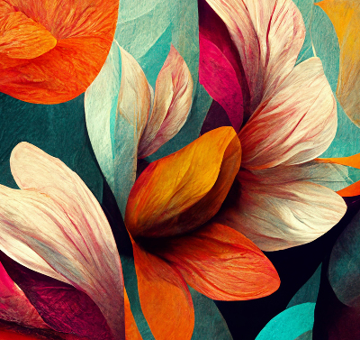 Modern roller blind Flowers in abstraction
