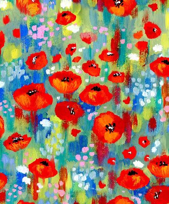 Roller blind for large window Meadow of poppies