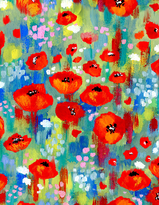 Roller blind for large window Meadow of poppies