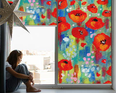 Roller blind for large window Meadow of poppies