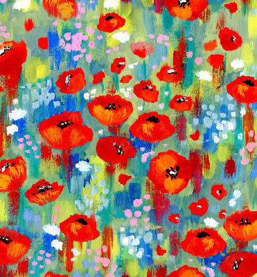 Roller blind for large window Meadow of poppies