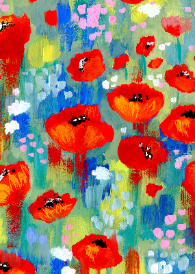 Roller blind for large window Meadow of poppies
