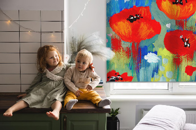 Roller blind for large window Meadow of poppies