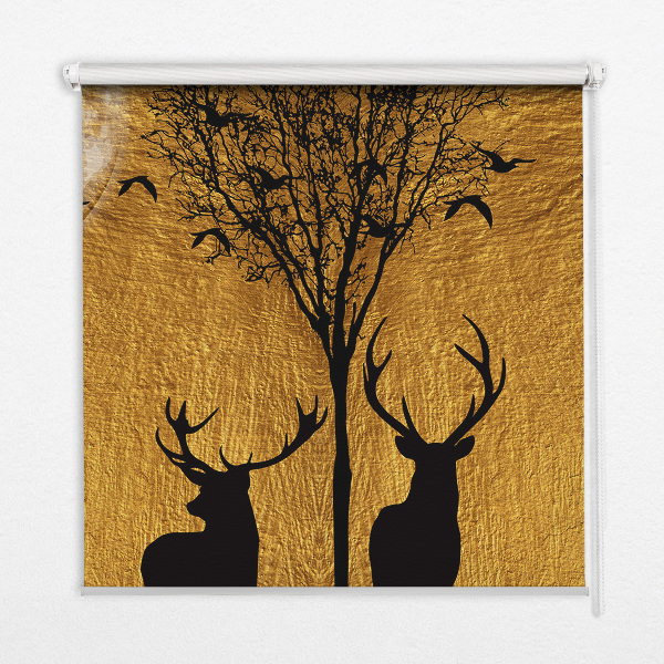 Modern roller blind Deer at night