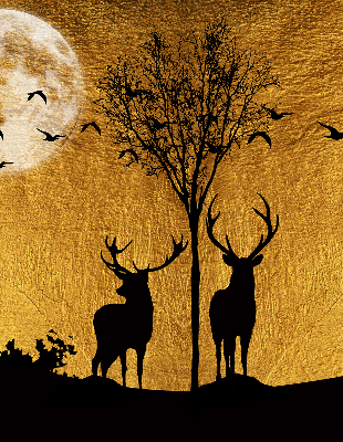 Modern roller blind Deer at night
