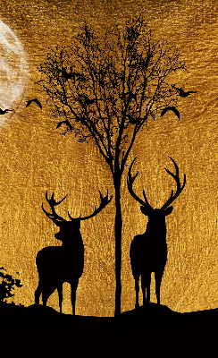 Modern roller blind Deer at night