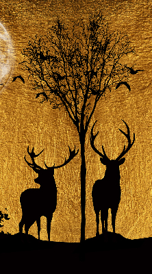 Modern roller blind Deer at night