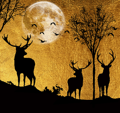 Modern roller blind Deer at night