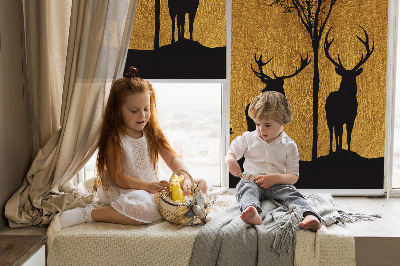 Modern roller blind Deer at night