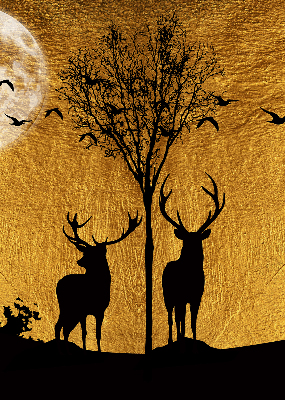 Modern roller blind Deer at night