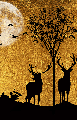 Modern roller blind Deer at night
