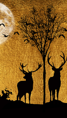 Modern roller blind Deer at night