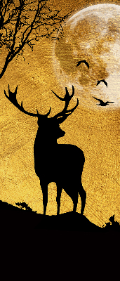 Modern roller blind Deer at night