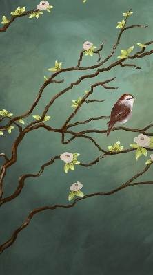 Fabric roller blind Birds on a branch
