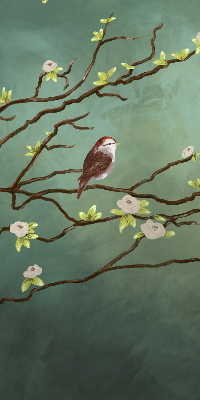 Fabric roller blind Birds on a branch
