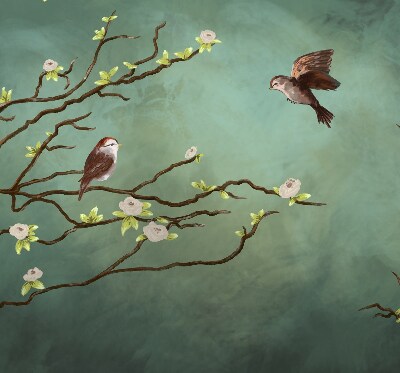 Fabric roller blind Birds on a branch