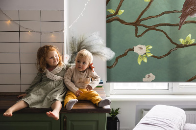 Fabric roller blind Birds on a branch